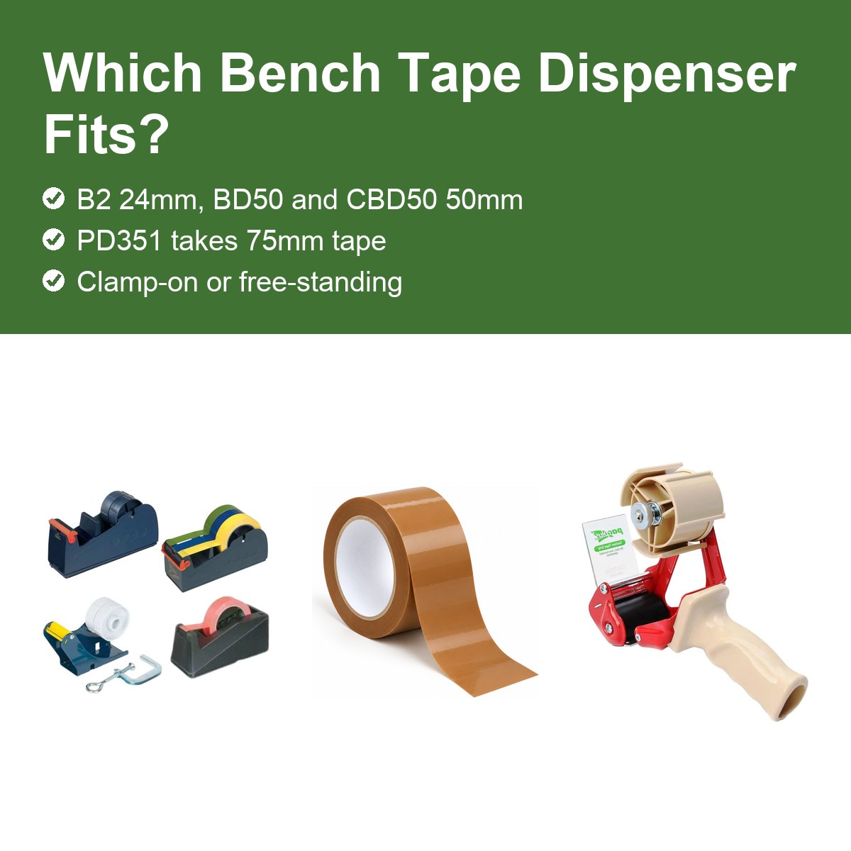 Bench Tape Dispenser Guide: BD50, CBD50, PD351 and B2 Compared - Pack Solution guide