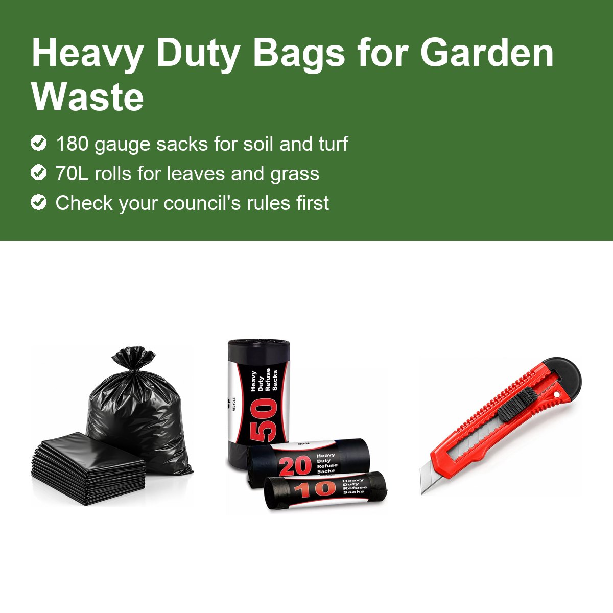 Garden Waste Bags: Heavy Duty Sacks for Cuttings, Leaves and Soil - Pack Solution guide