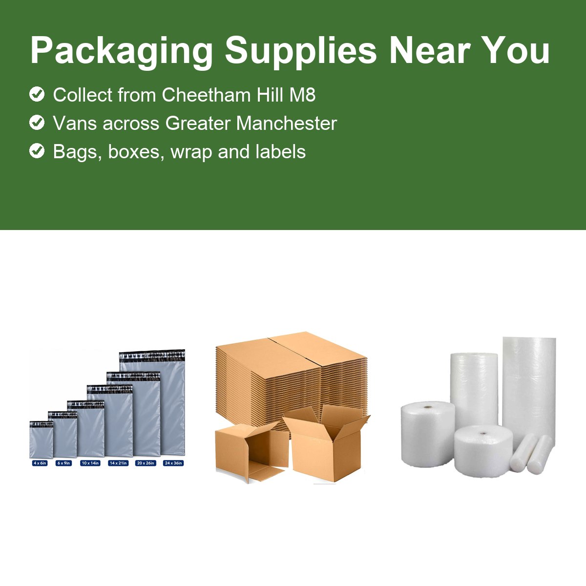 Packaging supplies near me: collect or get van delivery across Greater Manchester - Pack Solution guide