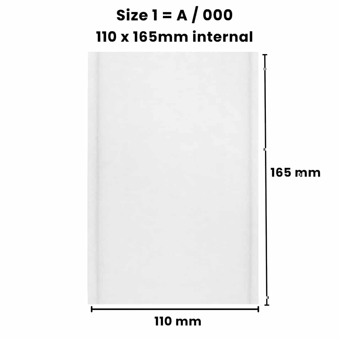 White Bubble Padded Envelopes, EP1 A/000 (100 x 165mm)