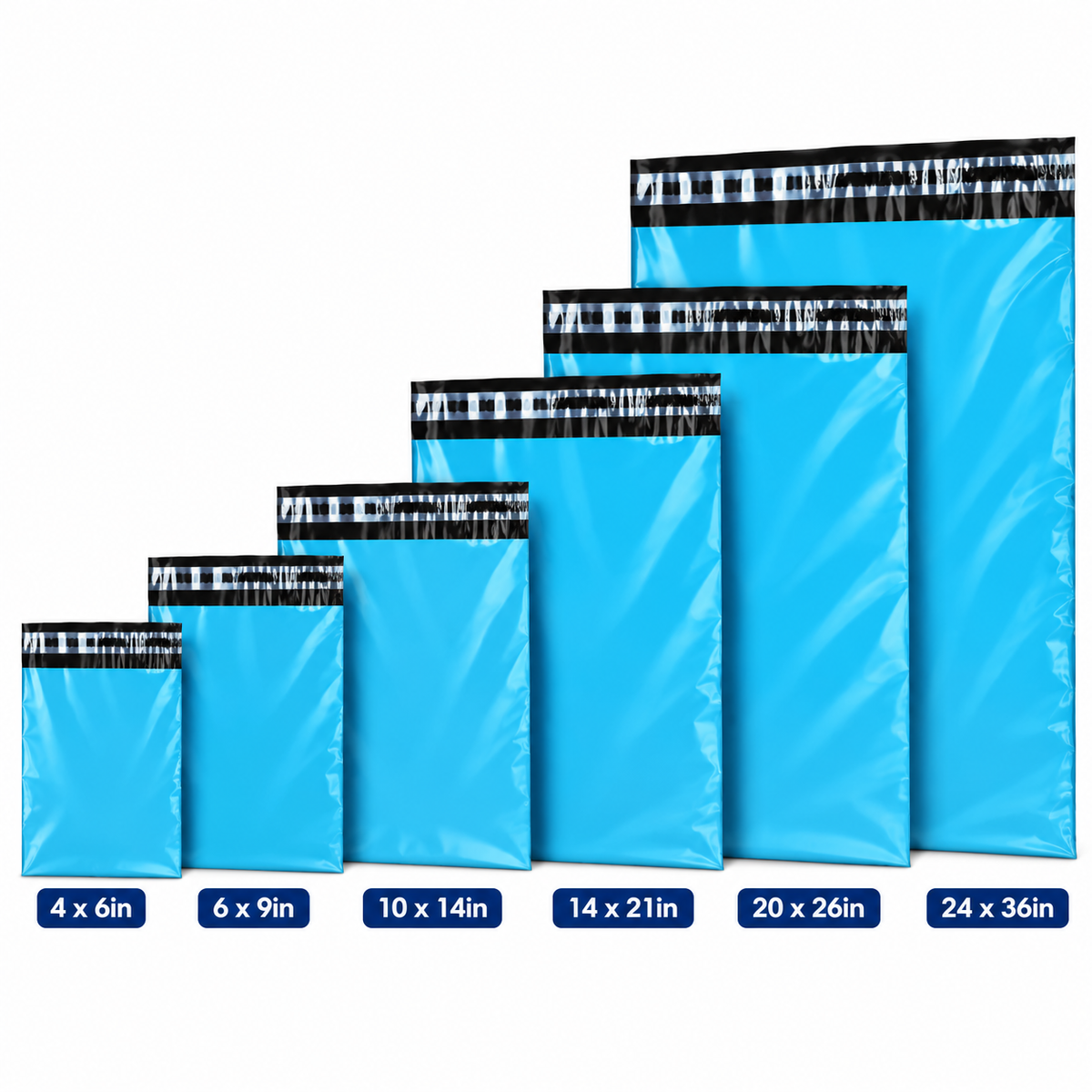 Baby Blue Mailing Bags, all sizes