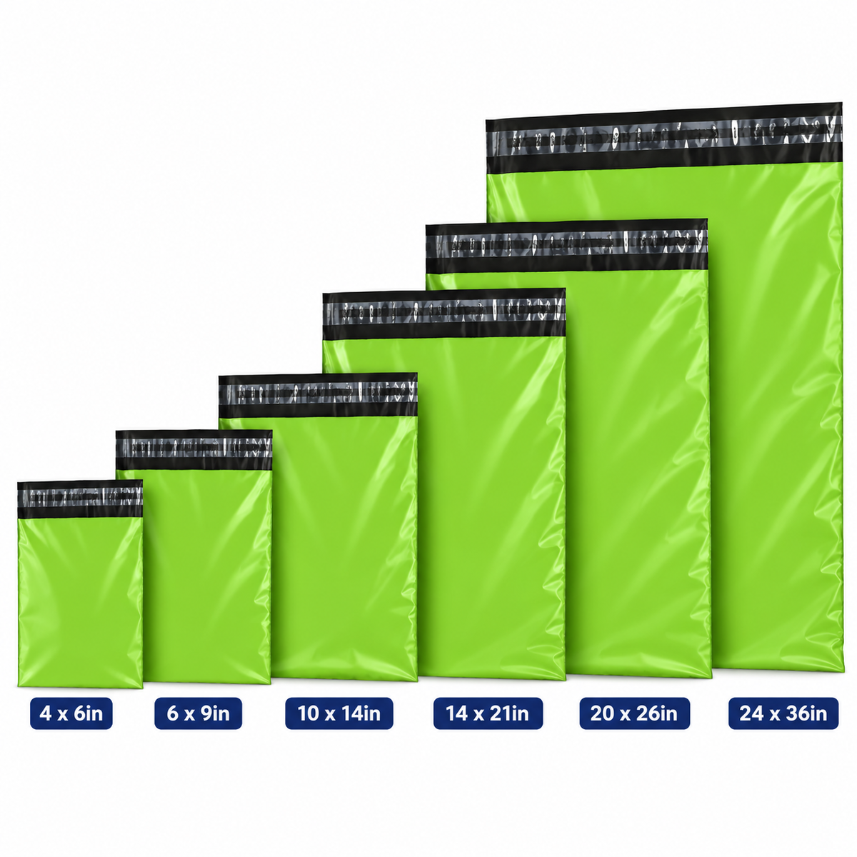 Green Mailing Bags, all sizes