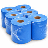 Blue centrefeed roll, 2 ply, 150m, case of 6 rolls in shrink wrap