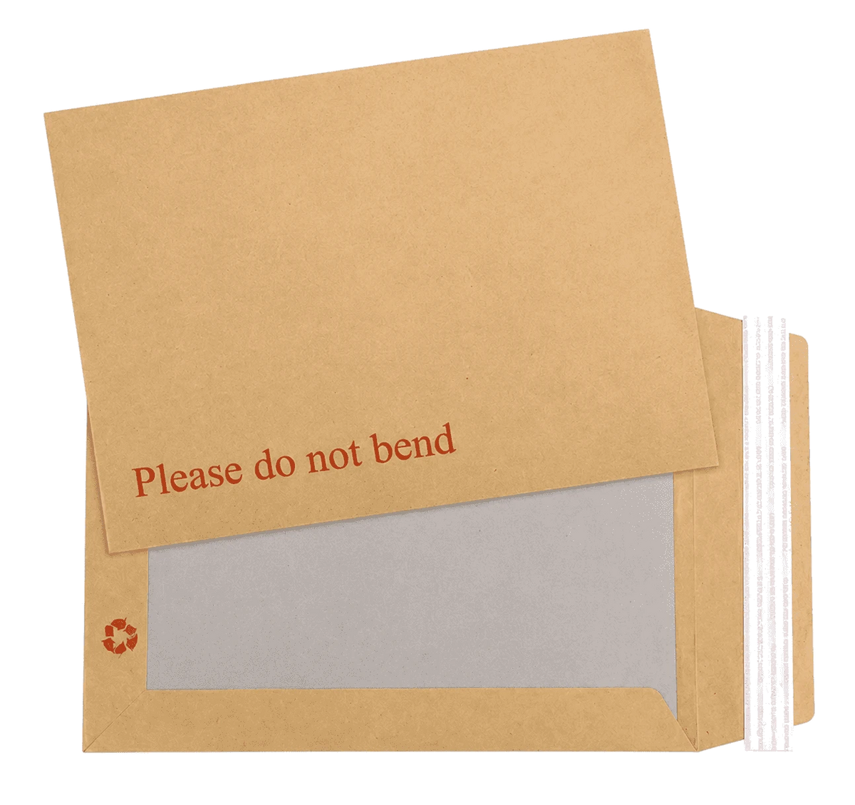 Board back envelope (Do Not Bend) with tape strip