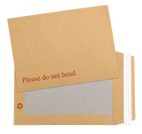 Board back envelope (Do Not Bend) with tape strip