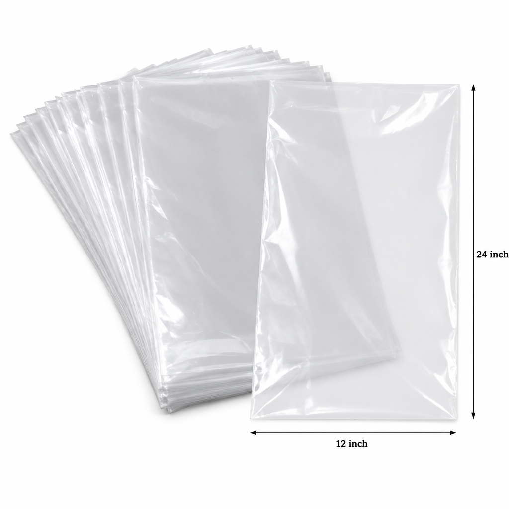 Clear polythene bag, 12 x 24 inch