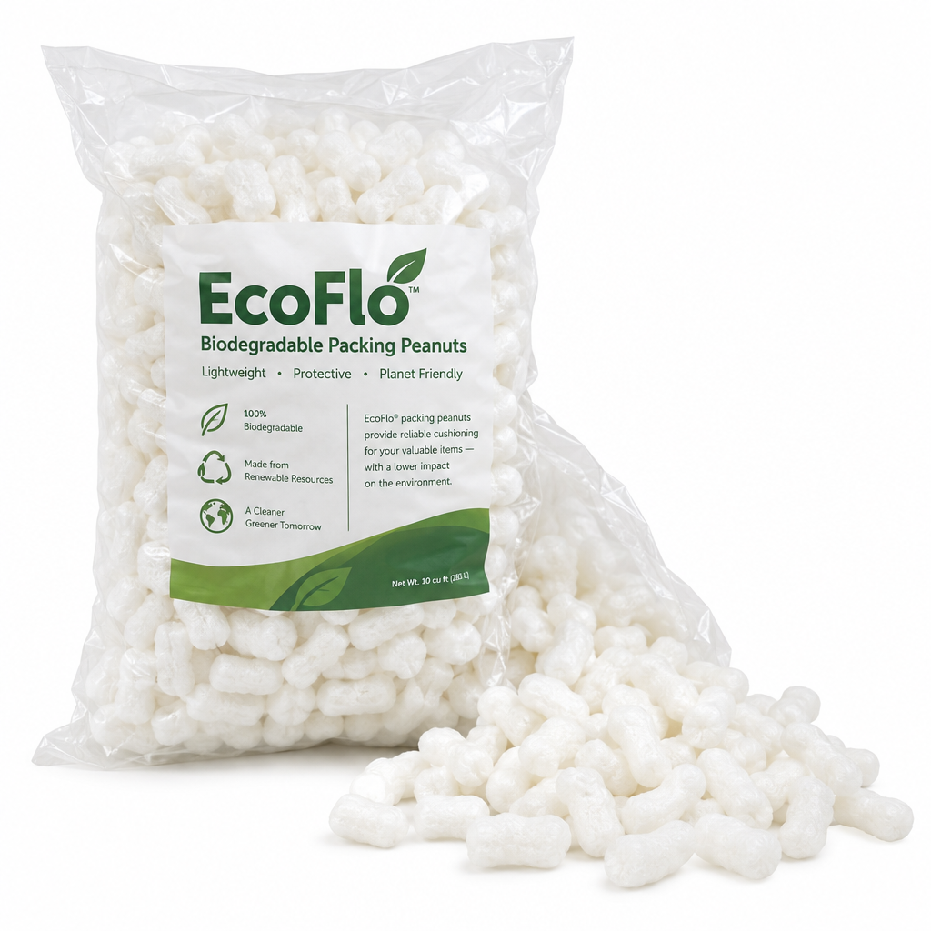 White EcoFlo packing peanuts