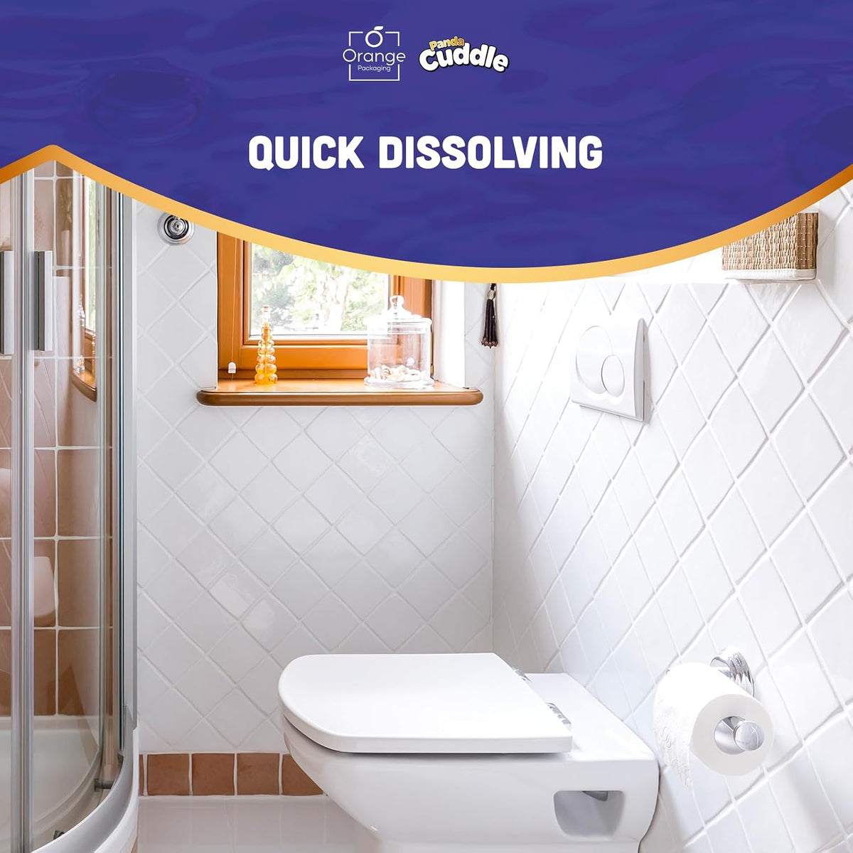Quick dissolving 3 ply toilet tissue in a bathroom